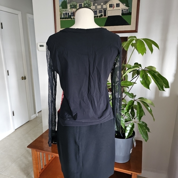 Aventures des Toiles black red polka dot whimsigoth sheer button-down shirt - Picture 4 of 12